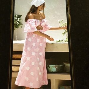 NWOT SABO Nalu Seersucker Off The Shoulder Dress